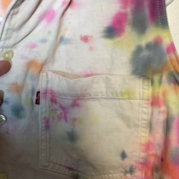 Hand Dyed Tie-Dye Sleeveless Button-Up Vest Levi’s Multicolor Women’s Large - Picture 3 of 7